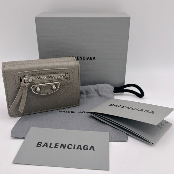 BALENCIAGA Neo classic Mini Wallet in Gray Grained Calfskin - Picture 3 of 15
